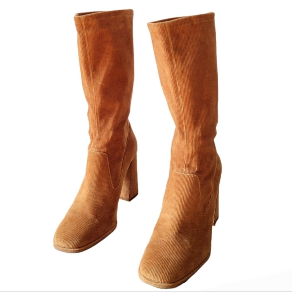 Zara Corduroy High Heel Ankle Boots Size 41. - Picture 4 of 13